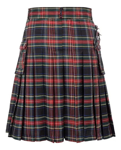 Falda Plisada Escocesa A Cuadros En Contraste Para Hombre