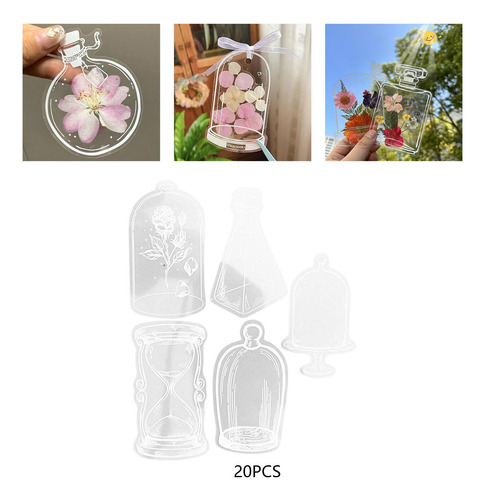 2 X 20x Marcapáginas De Flores Secas Transparentes, Clips