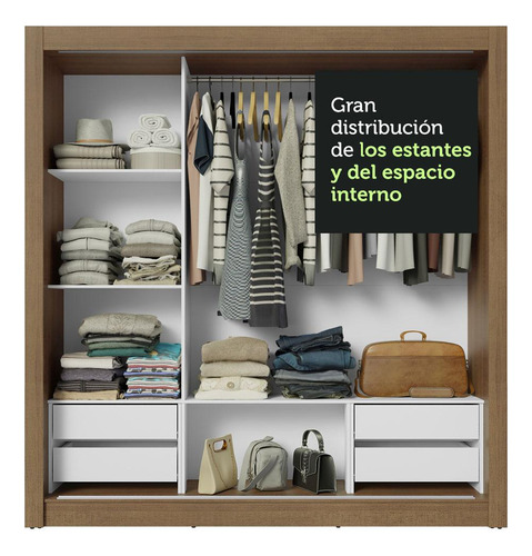 Ropero Closet Madesa 3 Puertas 1 Espejo Mg 02 Color Rústico/Gris
