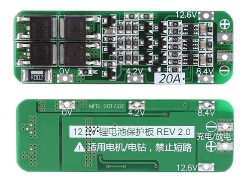 Placa Protetora De Carga Bms Pcb 12v 3s 20a