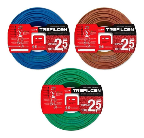 Trefilcon Pack X 3 Rollos 300 Mts Cable Unipolar 2,5mm Cobre