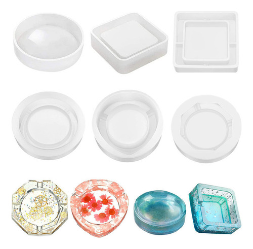 6 Molde De Resina De Cenicero De Silicona Molde De Fundición