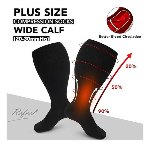 N. 3pares Calcetines Compresión Talla Grande,pantorrilla