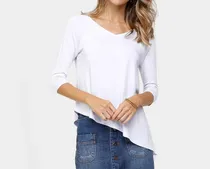Comprar Blusa Mercatto Assimétrica Lateral Manga 3u002F4