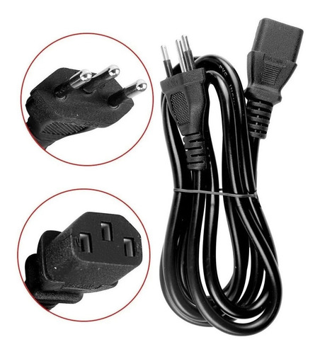 Cable de alimentación para monitor GenéricaTRIPOLAR de 1.2m de largo color Negro 220V