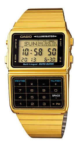 Reloj Casio Vintage Unisex Dbc 611g Acero Dorado Calculadora