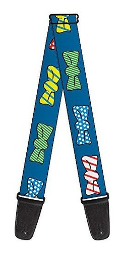 Correa De Guitarra Bowties Azul Multicolor 2 Pulgadas De Anc