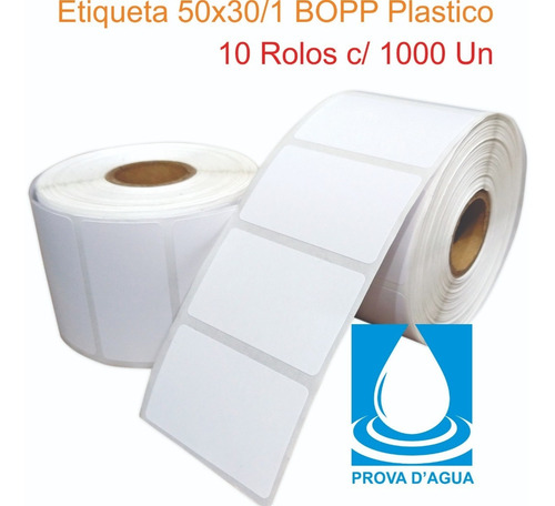 Imagem 2 de 5 de Etiqueta 50x30/1 Bopp Plastico 10 Rolo Com 1000 Un