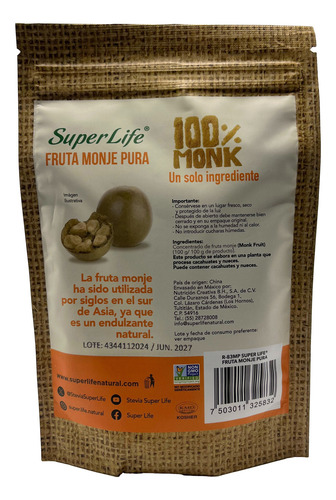 Fruta Del Monje Monk 100% Puro Bolsa De 100 Gr. Monk Fruit