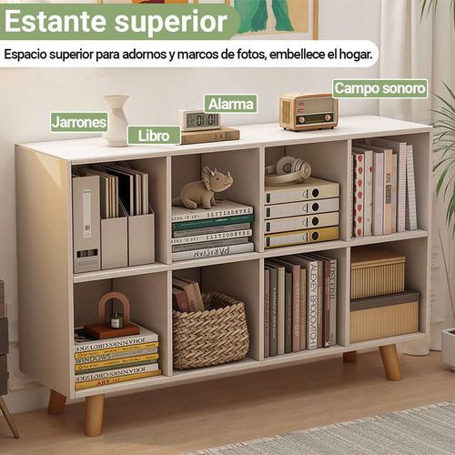 Libreros Modernos Minimalistas De Organizador Madera 8 Cubos Blanco