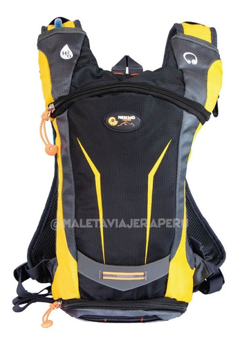 Imagen 2 de 3 de Mochila De Hidratación + Bolsa De Agua C/ Válvula (amarillo)