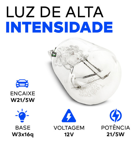 Kit 10 Lâmpadas Super Pingão W21/5w 2 Polos 12v 21/5w W3x16q