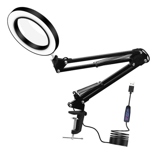 Luz Led Lámpara Grande Iluminada Escritorio Lupa Abrazadera