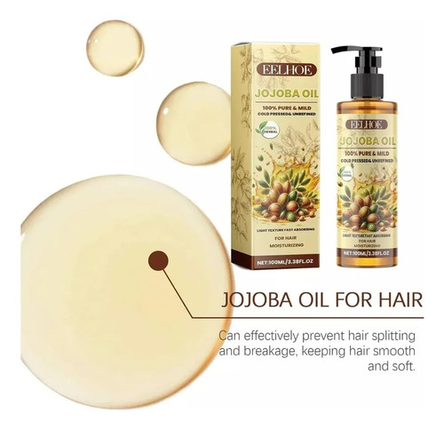 Aceite De Jojoba Fb Para Cabello, Orgánico Prensado En Frío