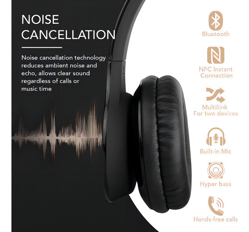 Auriculares Bluetooth Alpha Digital Bh-530-b Con Cubiertas D Color Negro