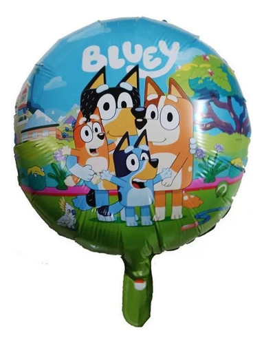 Set 4 Globos Bluey Y Bingo Familia Metalizado 45×45 