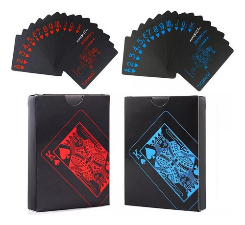 Pack 2 Naipes Españoles Plastic Juego De Cartas Azul Y Rojo