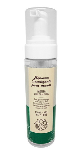 Mantra Espuma Sanitizante Sin Alcohol Menta 210ml