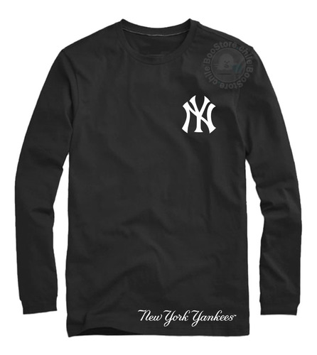 Polera Hombre Manga Larga Yankees New York Logo