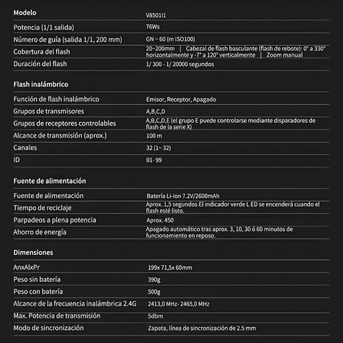 Cámara Flash Godox V850iii Speedlite 2,4g Hss 1/8000 Sin Ttl