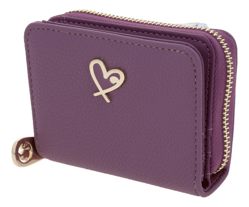 Cartera Billetera Chica Con Moneder Gorett Para Dama Tracy Color Violeta Oscuro Diseño De La Tela Liso
