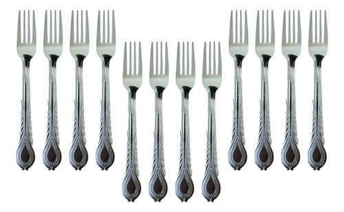 Set 12 Tenedores Acero Inoxidable Desechable Ideal Eventos