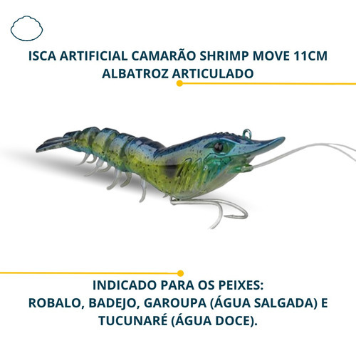 Isca Pesca Camarão Albatroz Shrimp Move110 Sinking 11cm Cor 02 Verde/azul