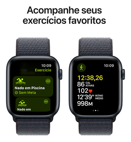 Apple Watch SE GPS + Cellular • Caixa meia-noite de alumínio – 44 mm • Pulseira loop esportiva tinto - Excelente (Recondicionado)