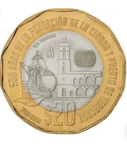  Moneda Conmemorativa De $20 De 500 Años De Puerto De Veracr