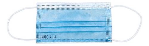 Cubrebocas Desechable Azul 3 Capas Made In Usa 50 Piezas Color Azul claro