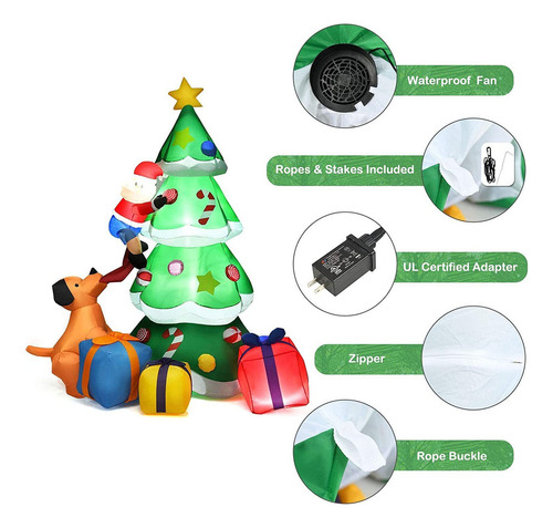Inflable Arbol Pino De Navidad Exteriores Luz Led 2.1m