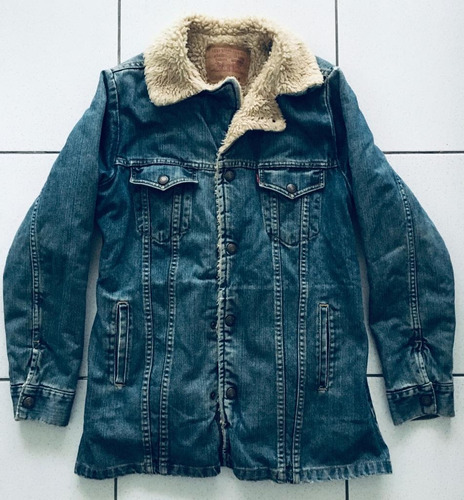 Campera  Saco Levis De Jean Azul Con Corderito Talle M. 