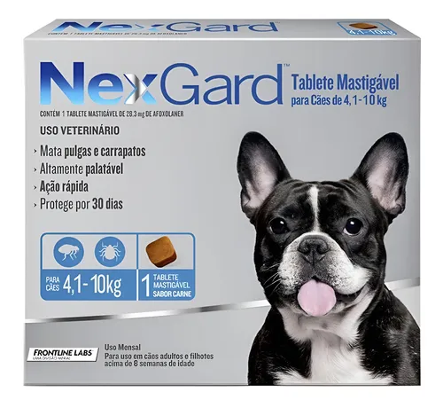 Antipulgas E Carrapatos Nexgard 4 A 10kg Com 1 Comp Nex Gard