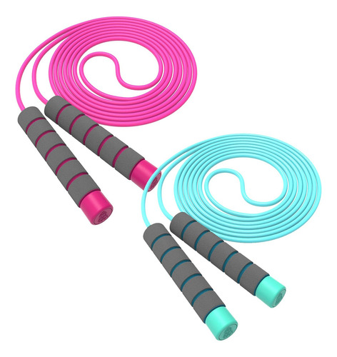 2pcs Cuerda De Saltar Ajustable Pvc Ejercicio Deportes Color Blue+pink