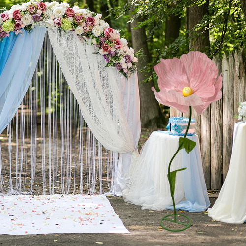 Decoración De Flores De Papel En 3d Altura De Flores Rosa