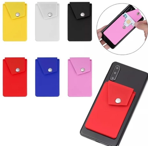 Funda Silicona Adhesiva Celular, Bolsillo Tarjetas A Presión