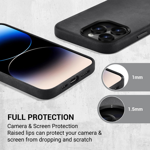 Capa De Couro Belemay Compatível Com iPhone 13 Pro Preta