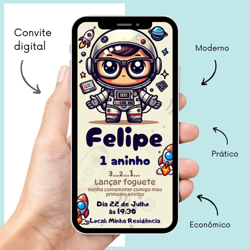 Convite Digital Astronauta / Foguete Variação 4