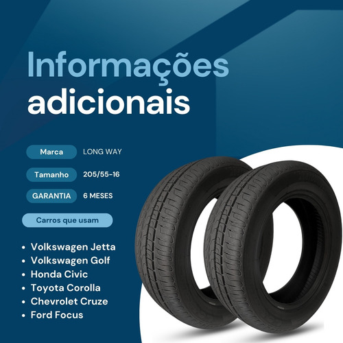 Kit 2 Pneus Gp Longway 205/55r16 P400 84t Aro 16 Inmetro