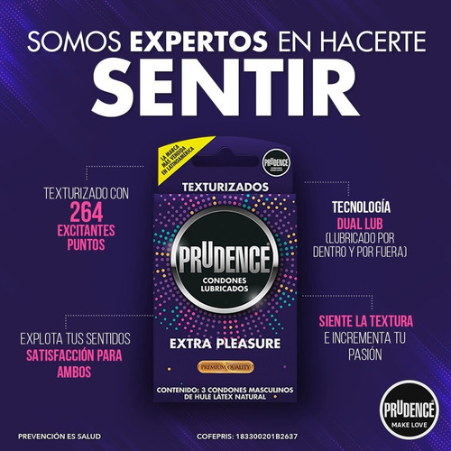 Condon Pruddence Extra Pleasure Con 3pz + 2 De Regalo