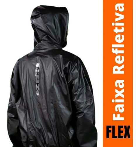 Imagem 2 de 7 de Capa De Chuva Delta Flex Com Capuz Moto Motoqueiro Ciclista