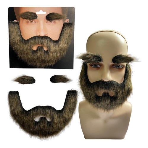 Conjunto De Sobrancelha Falsa E Barba, Bigode Ouro Preto