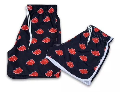 Kit Short Casal Naruto Akatsuki Nuvens Combinando Conjunto