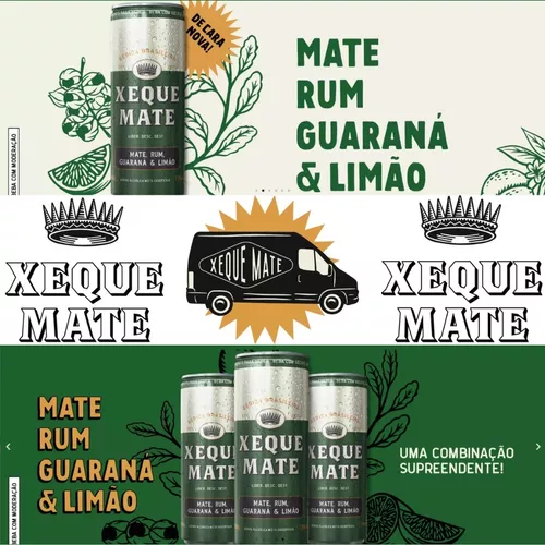 Bebida Mista Xeque Mate Sabor Mate, Rum, Guaraná e Limão Lata