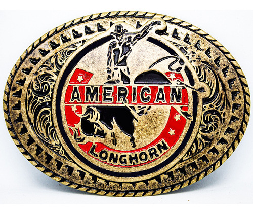 Fivela Country Boiadeiro American Longhorn Dourado