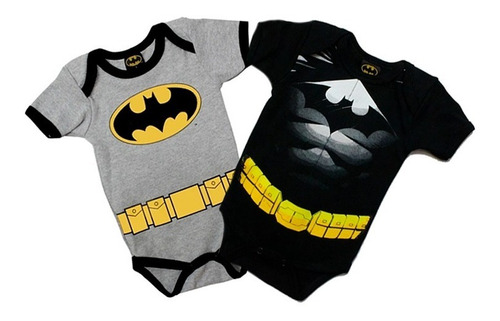 Imagen 2 de 8 de Pañalero Bebé Ropa Dc Comics Batman Musculos Set 2 Piezas