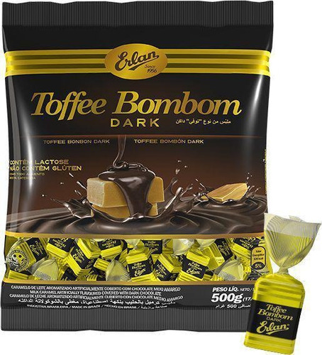 Bombom Toffee Dark Sabor Chocolate Meio Amargo 500g - Erlan