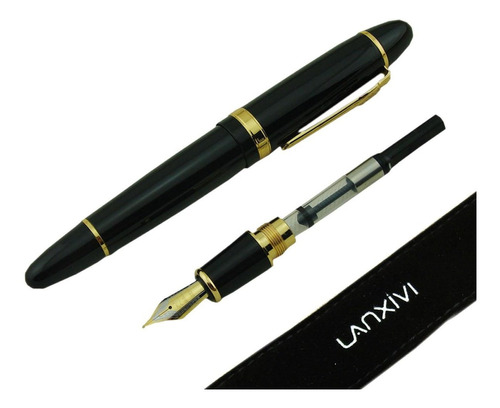 Jinhao 159 Pluma Grafica Color Negro Medio Borde Dorado