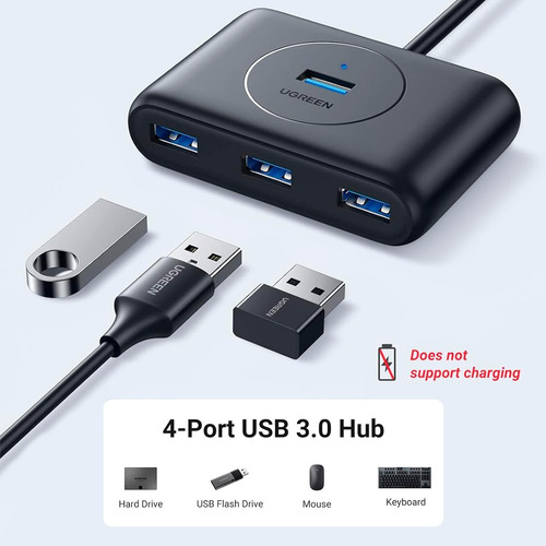 Hub 4 En 1 Usb A Ugreen 4x Usb 3.0 Transferencia 5 Gbps Led
