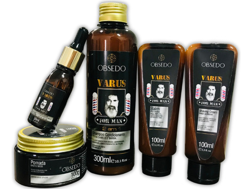 Shampoo Condic. Barba E Cabelo + Balm + Óleo + Creme Barbear